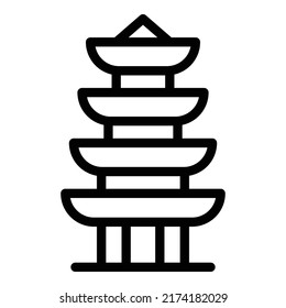 Roof pagoda icon outline vector. Chinese building. Asian house