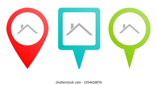 Roof pin icon. Multicolor pin vector icon