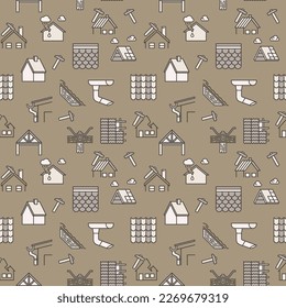 Roof Repair colored seamless pattern - Roofing concept modern background