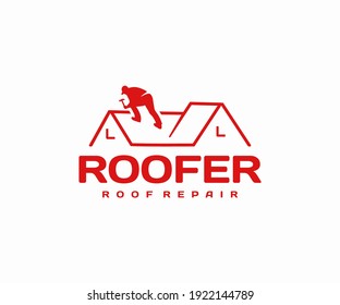 Roof Repair And Maintenance Logo Design. Roofing Work Vector Design. Roof Construction And Covering Logotype