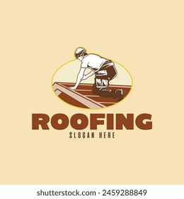 Roof repair and maintenance logo vector. Roofing work design logo.
