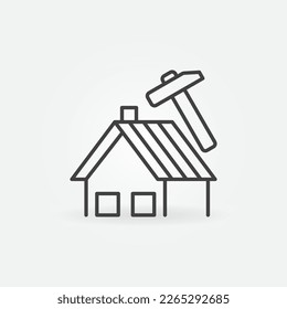 Roof Repair and Maintenance vector concept icon or symbol in outline style