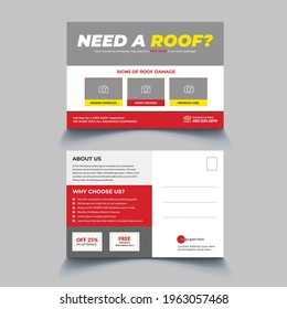 Roof Repair Service Postcard Template Design