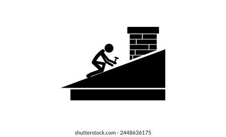 roof repair services, black isolated silhouette