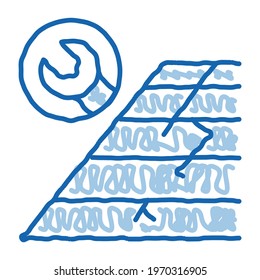 roof repair sketch icon vector. Hand drawn blue doodle line art roof repair sign. isolated symbol illustration