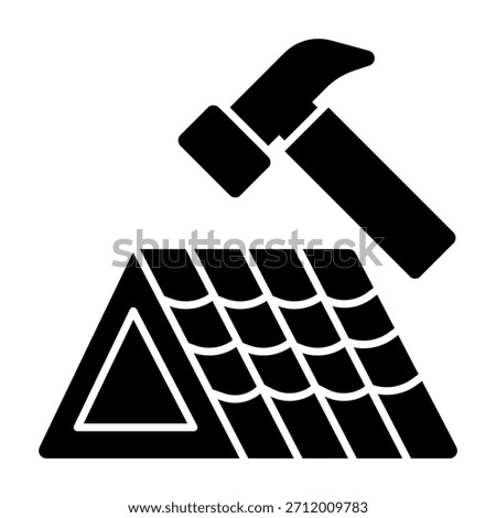 Roof repair solid icon illustration