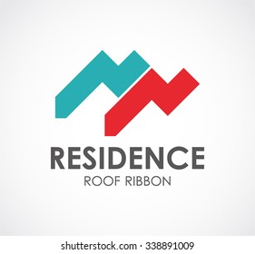 Roof ribbon for residence abstract vector and logo design