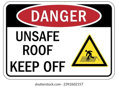 Roof safety warning sign and labels
