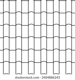 Roof seamless pattern. Repeating rectangles surface. Tiling repeat geometric grid. Repeated roofing design for prints. Black rooftop rectangular plank isolated on white background. Vector illustration