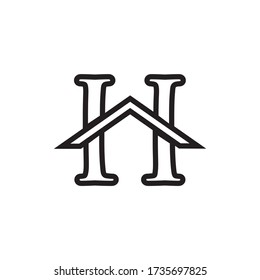 roof serif letter H design concept