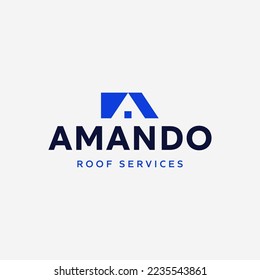 a roof service logo flat logo vector