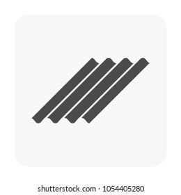 Roof sheet or roof tile material icon made from concrete clay metal steel ceramic terracotta or other,
House cover and construction material, building material for construction, vector icon design.