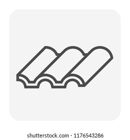 Roof sheet or roof tile material icon made from concrete clay metal steel ceramic terracotta or other,
House cover and construction material, building material for construction, vector icon design.