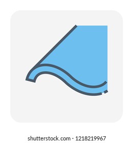 Roof sheet or roof tile material icon made from concrete clay metal steel ceramic terracotta or other,
House cover and construction material, building material for construction, vector icon design.
