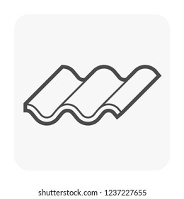 Roof sheet or roof tile material icon made from concrete clay metal steel ceramic terracotta or other,
House cover and construction material, building material for construction, vector icon design.