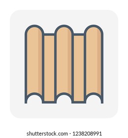Roof sheet or roof tile material icon made from concrete clay metal steel ceramic terracotta or other,
House cover and construction material, building material for construction, vector icon design.