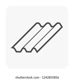 Roof sheet or roof tile material icon made from concrete clay metal steel ceramic terracotta or other,
House cover and construction material, building material for construction, vector icon design.