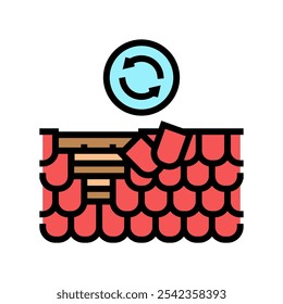 roof shingle replacement home maintenance color icon vector. roof shingle replacement home maintenance sign. isolated symbol illustration