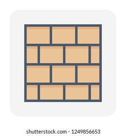 Roof shingles pattern vector icon. That flat roof made of many materials i.e. wood, slate, flagstone, metal, plastic, fiber cement and asphalt shingles. For cover rooftop of house or building.