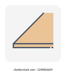 Roof shingles vector icon. That roof material is flat and made of many materials i.e. wood, slate, flagstone, metal, plastic, fiber cement and asphalt shingles. For cover rooftop of house or building.