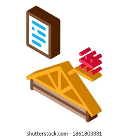 Dachskelett-Symbol-Vektorgrafik. isometrisches Skelettzeichen auf dem Dach. farbige einzelne Symbolillustration
