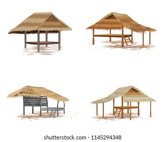 roof straw hut vector design