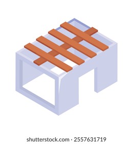 Roof structure, building framework isometric icon in trendy design style