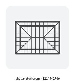 Roof structure or roof frame icon. That consist of truss, beam, rafter, purlin etc. That for house or property building used for support roofing materials. Vector illustration design icon.