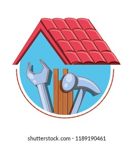 roof structure with home repair icons