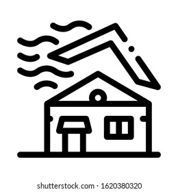 Roof Tear Down Icon Vector. Outline Roof Tear Down Sign. Isolated Contour Symbol Illustration