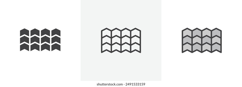 Roof tile colored icon set