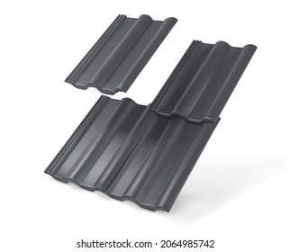 Roof tile. Grey. Building materials. On a white background. Vector illustration