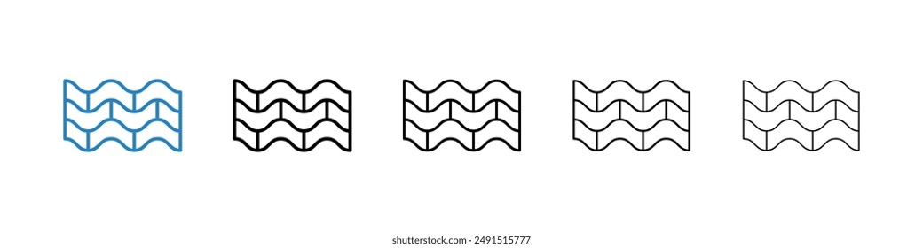 Roof tile icon in black and blue