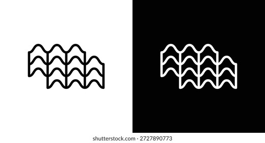 Icono de azulejo de techo. Objeto aislado sobre un fondo blanco y negro.