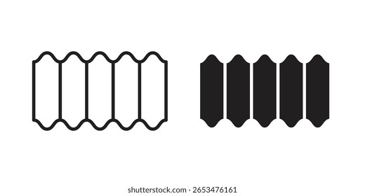Ícone de telha de telhado, sinal vetorial de contorno, pictograma de estilo linear e sólido isolado no branco.