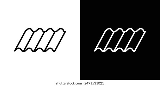  Roof tile icon set in black and white colors