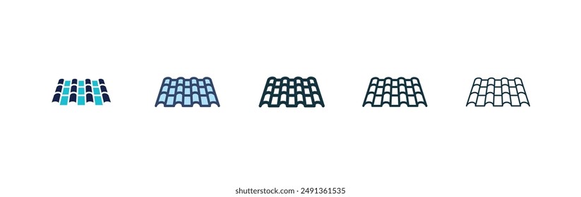 Roof tile icon set on white background