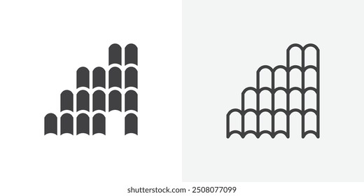 Roof tile icon in solid and outlined style