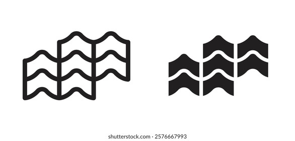 Roof tile icons in outline and stroke versions