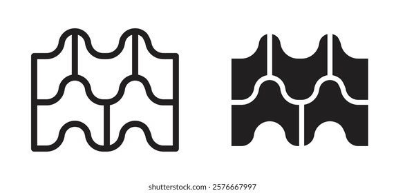 Roof tile icons in outline and stroke versions