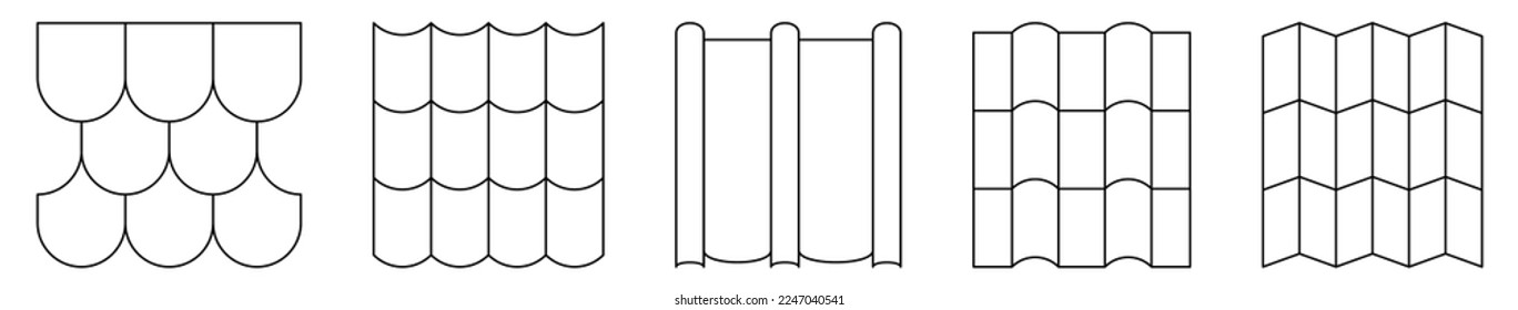 Dachziegelsymbole setzen. Vektorgrafik einzeln auf weißem Hintergrund
