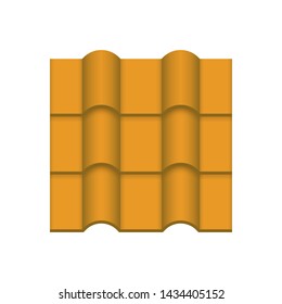 Roof tile pattern vector icon. Made from material i.e. terracotta, slate, metal, steel, ceramic, concrete, plastic, clay or fiberglass. For cover, decoration, construction at top of house or building.