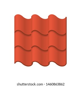 Roof tile pattern vector icon. Made from material i.e. terracotta, slate, metal, steel, ceramic, concrete, plastic, clay or fiberglass. For cover, decoration, construction at top of house or building.