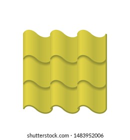 Roof tile pattern vector icon. Made from material i.e. terracotta, slate, metal, steel, ceramic, concrete, plastic, clay or fiberglass. For cover, decoration, construction at top of house or building.