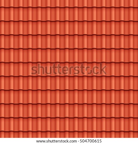 Roof tile seamless pattern for house covering in red color vector illustration 商業照片 © 