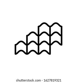 Roof tile, roof sheet, house tile icon. wave, wavy etc. Made from clay, metal, ceramic, terracotta, steel and shingle. For cover rooftop of house.