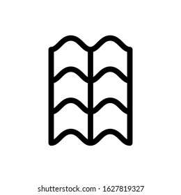 Roof tile, roof sheet, house tile icon. wave, wavy etc. Made from clay, metal, ceramic, terracotta, steel and shingle. For cover rooftop of house.