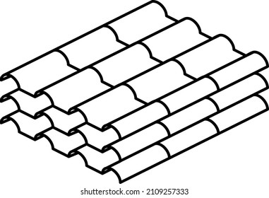 Dachziegelblech-Stack. Pile von Baustoffen