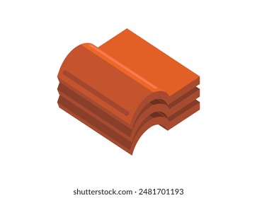 Roof tile stack. Simple flat illustration in isometric view.