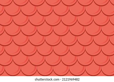 Roof tile texture. Rooftop house material. Repeat roof tile pattern. Classic home exterior roof design. Architecture element, housetop. Building top. Metal profile roof tile. Vector illustration.